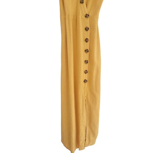 Urban Outfitters Linen Blend Midi Button Front Spaghetti Strap Summer Midi Dress - Picture 4 of 13